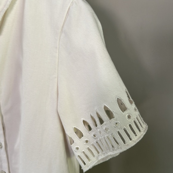 Sea New York canvas eyelet collared short sleeve dress with button front closure - Picture 4 of 11